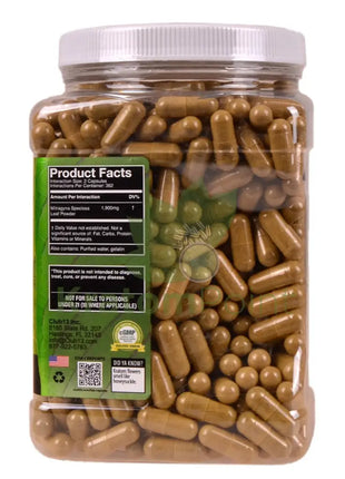 Club 13 Green Malay Kratom Capsules 725 count