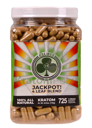 Club 13 Jackpot 4 Leaf Blend Kratom Capsules 725 count