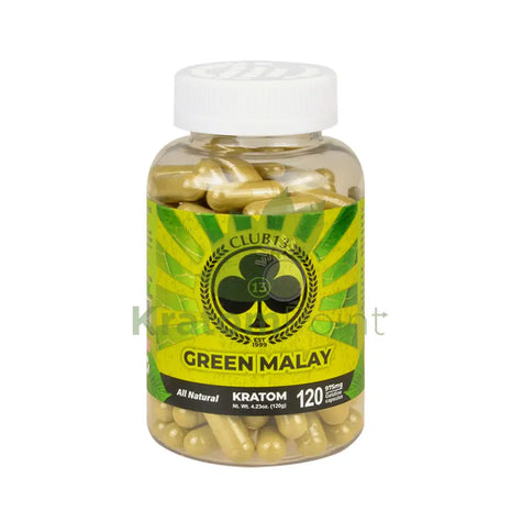 Club 13 Kratom Green Malay Capsules 120 Count