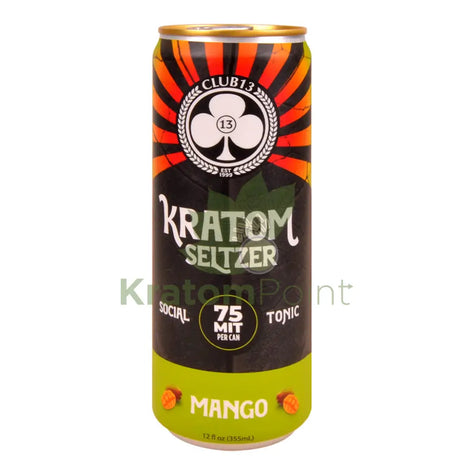 Club 13 Kratom Seltzer 75MIT Mango Social Tonic Drink 12ml can