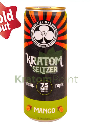 Club 13 Kratom Seltzer 75MIT Mango Social Tonic Drink 12ml can
