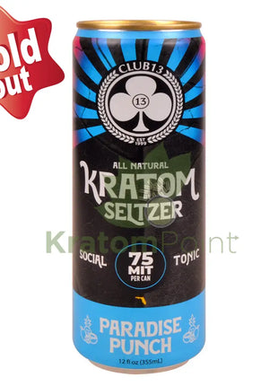 Club 13 Kratom Seltzer 75MIT Paradise Punch Social Tonic Drink 12ml can
