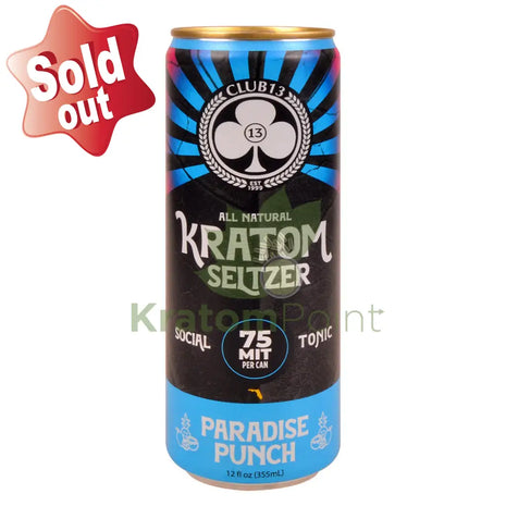 Club 13 Kratom Seltzer 75MIT Paradise Punch Social Tonic Drink 12ml can