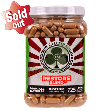 Club 13 Restore Blend Kratom Capsules 725 count