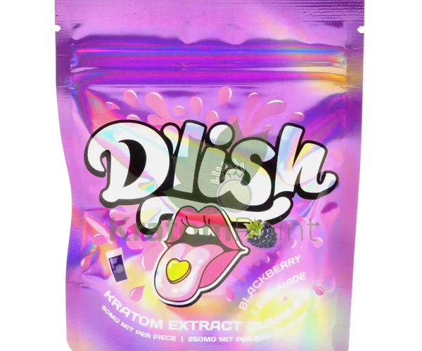 D'lish Kratom Extract Gummies 250mg MIT Blackberry Lemonade, 5 count