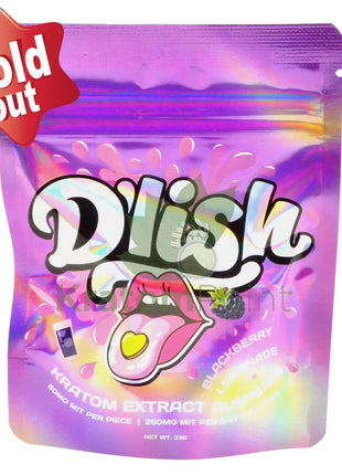 D’lish Kratom Extract Gummies 250mg MIT Blackberry Lemonade 5 count