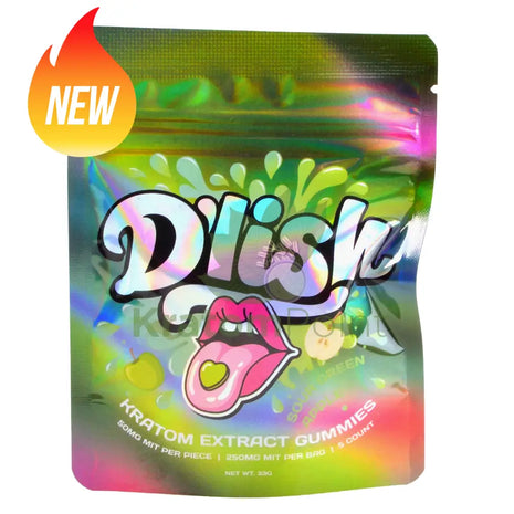 D’lish Kratom Extract Gummies 250mg MIT Sour Green Apple 5 count