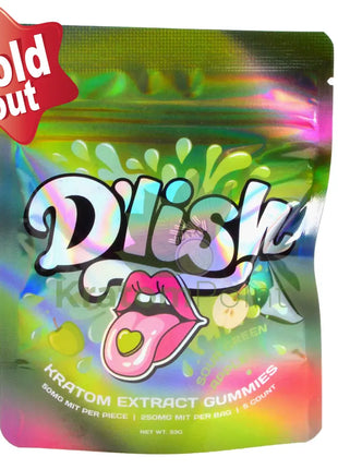 D’lish Kratom Extract Gummies 250mg MIT Sour Green Apple 5 count