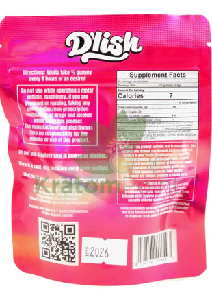 D’lish Kratom Extract Gummies 250mg MIT Sour Patch Watermelon 5 count
