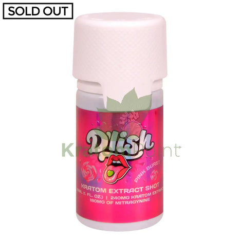 D’lish Pink Burst Kratom Extract Shot 30ml bottle