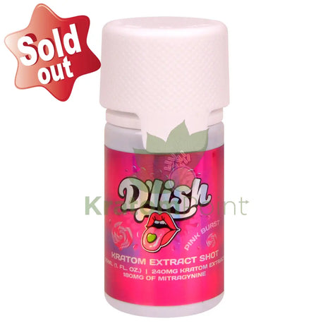 D’lish Pink Burst Kratom Extract Shot 30ml bottle