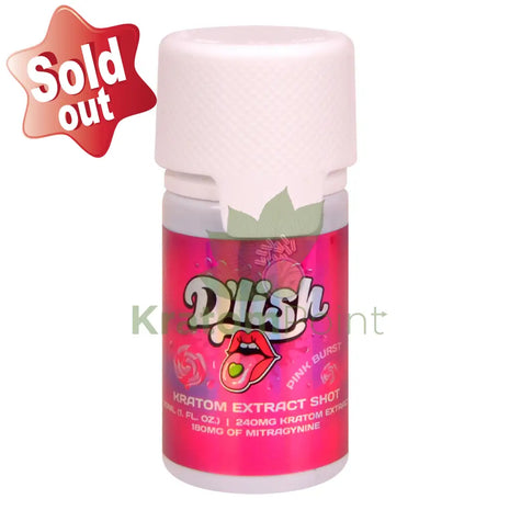 D’lish Pink Burst Kratom Extract Shot 30ml bottle