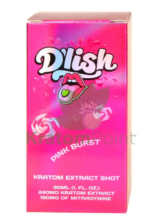 D’lish Pink Burst Kratom Extract Shot 30ml bottle