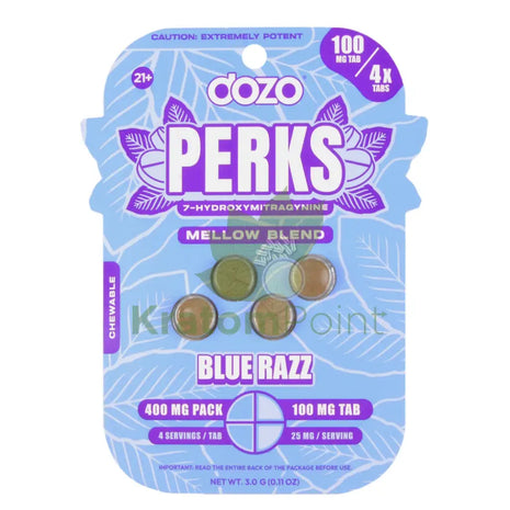 Dozo Perks 7-OH MAXIMUM STRENGTH 100mg Mellow Blend Blue Razz Tablets 4ct Hydroxy