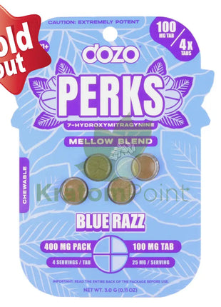 Dozo Perks 7-OH MAXIMUM STRENGTH 100mg Mellow Blend Blue Razz Tablets 4ct Hydroxy