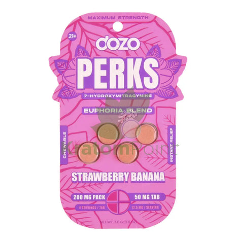Dozo Perks 7-OH MAXIMUM STRENGTH Euphoria Blend Strawberry Banana Tablets 4ct Hydroxy