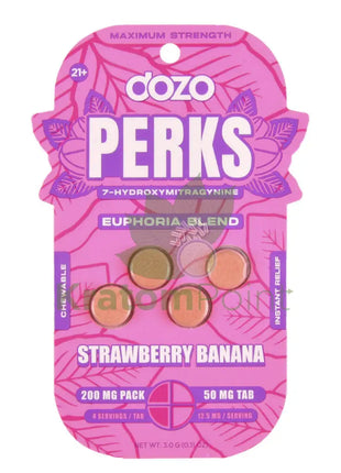 Dozo Perks 7-OH MAXIMUM STRENGTH Euphoria Blend Strawberry Banana Tablets 4ct Hydroxy