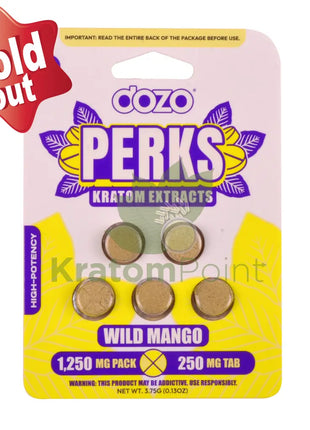 Dozo Perks Wild Mango Kratom Extract 250mg 5ct kratom extract