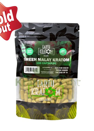 Earth Kratom Green Malay Capsules 150 Count