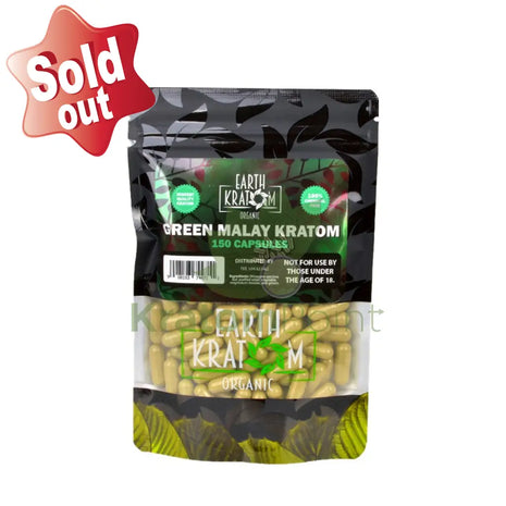 Earth Kratom Green Malay Capsules 150 Count