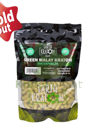 Earth Kratom Green Malay Capsules 300 Count