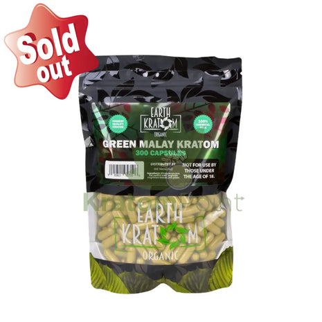 Earth Kratom Green Malay Capsules 300 Count