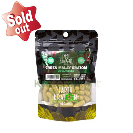 Earth Kratom Green Malay Capsules 65 Count