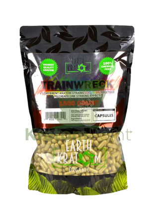 Earth Kratom Trainwreck Capsules, 1500 Count