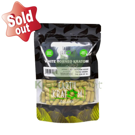 Earth Kratom White Borneo Capsules 150 Count