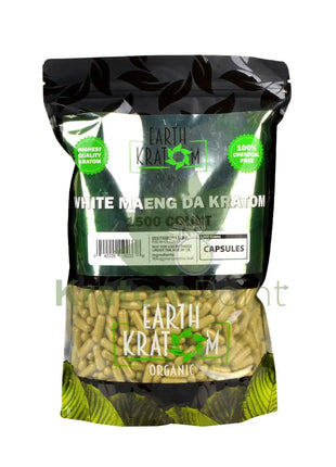 Earth Kratom White Maeng Da Capsules, 1500 Count