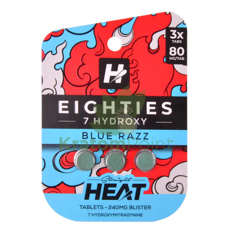 Eighties 7-Hydroxy Blue Razz 80mg Straight Heat Tablets 3 count Hydroxy