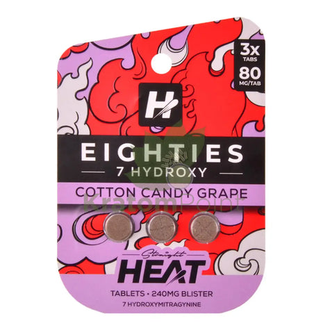 Eighties 7-Hydroxy Cotton Candy Grape 80mg Straight Heat Tablets 3 count Hydroxy