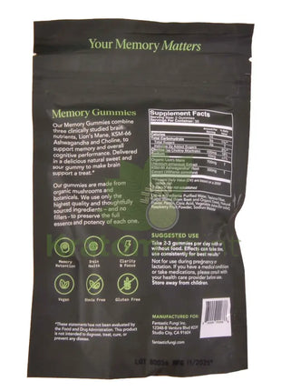 Fantastic Fungi Memory Mushroom Gummies Raspberry 60 count - Mushrooms