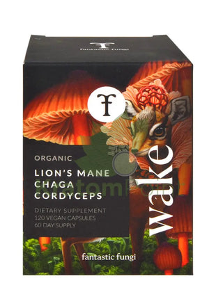 Fantastic Fungi Organic Lions’s Mane/Chaga/Cordyceps (Wake) Mushroom Capsules 120ct - Mushrooms