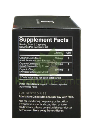 Fantastic Fungi Organic Lions’s Mane/Chaga/Cordyceps (Wake) Mushroom Capsules 120ct - Mushrooms