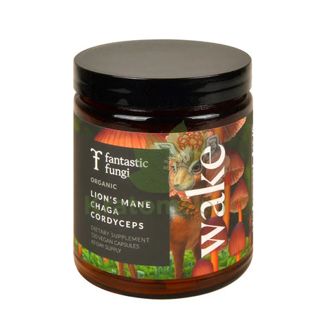 Fantastic Fungi Organic Lions’s Mane/Chaga/Cordyceps (Wake) Mushroom Capsules 120ct - Mushrooms
