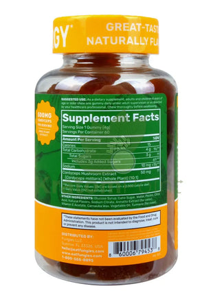 Fungies Mango & Pineapple Cordyceps Mushroom Energy Gummies 60 count - Mushrooms