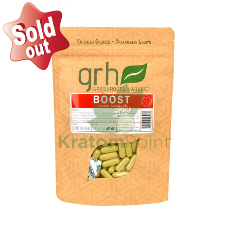 GrassRoots Harvest Kratom Boost, 200 Count Capsules