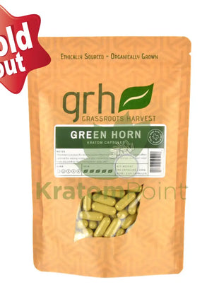 GrassRoots Harvest Kratom Green Horn, 200 Count Capsules