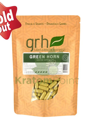 GrassRoots Harvest Kratom Green Horn, 200 Count Capsules