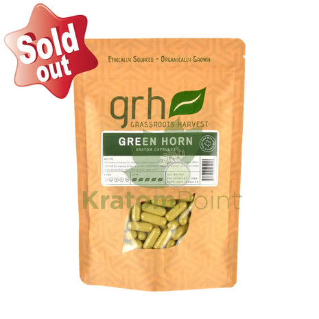 GrassRoots Harvest Kratom Green Horn, 200 Count Capsules