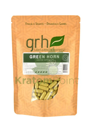 GrassRoots Harvest Kratom Green Horn, 200 Count Capsules