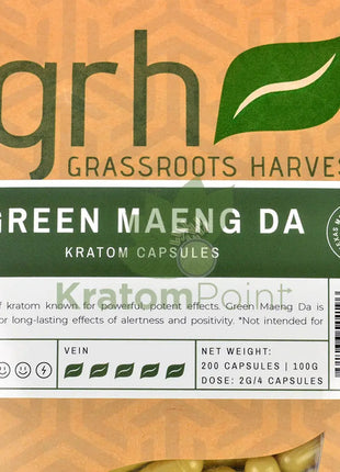Grassroots Harvest Kratom Green Maeng Da 200 Count Capsules