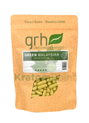 GrassRoots Harvest Kratom Green Malaysian, 200 Count Capsules