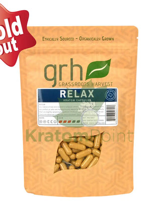 GrassRoots Harvest Kratom Relax, 200 Count Capsules