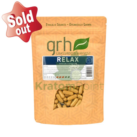 GrassRoots Harvest Kratom Relax, 200 Count Capsules