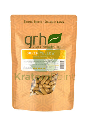 GrassRoots Harvest Kratom Super Yellow, 200 Count Capsules