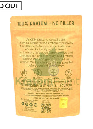 GrassRoots Harvest Kratom White Maeng Da, 100g Powder-back