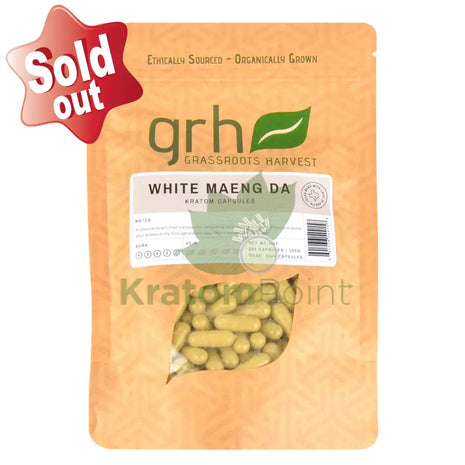 Grassroots Harvest Kratom White Maeng Da 200 Count Capsules