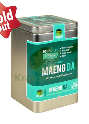 Green Monkey Maeng Da Kratom 500 count capsules, metal tin